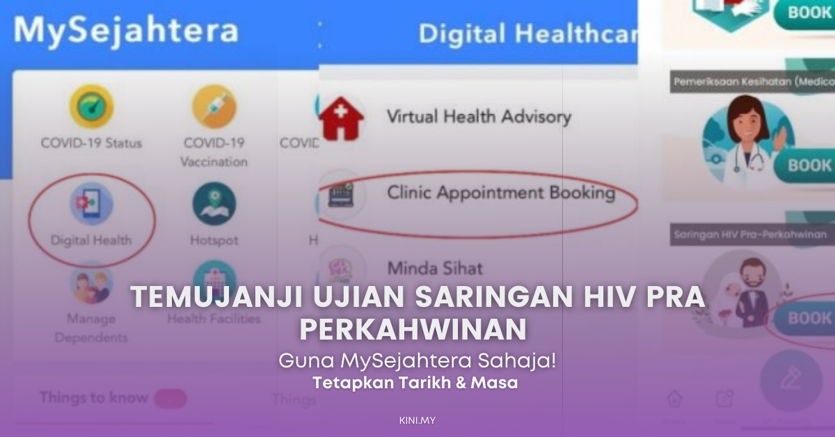 Cara Buat Temujanji Ujian Saringan HIV Pra Perkahwinan Melalui MySejahtera