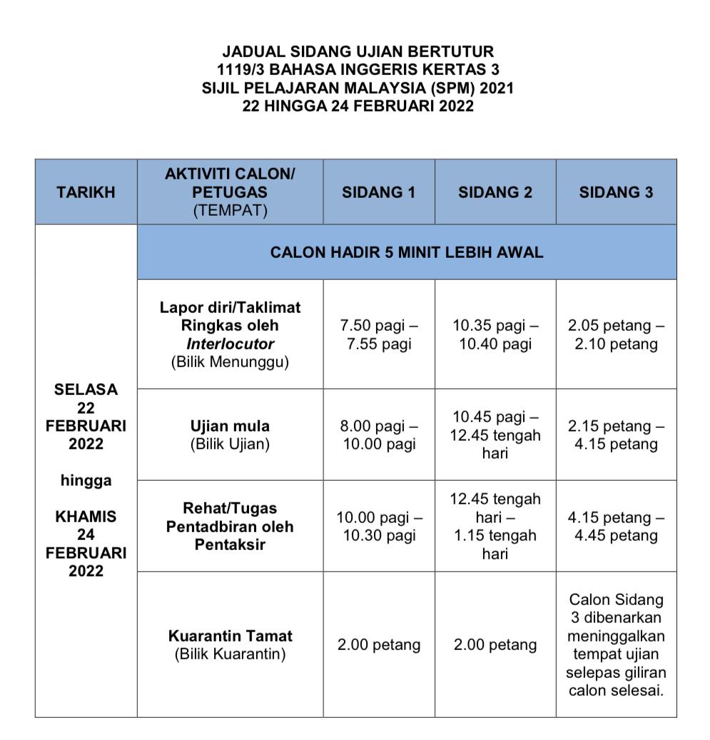 Jadual Lengkap Tarikh SPM, STAM, UPBA Sesi 2021/2022. Klik & Download Untuk Rujukan