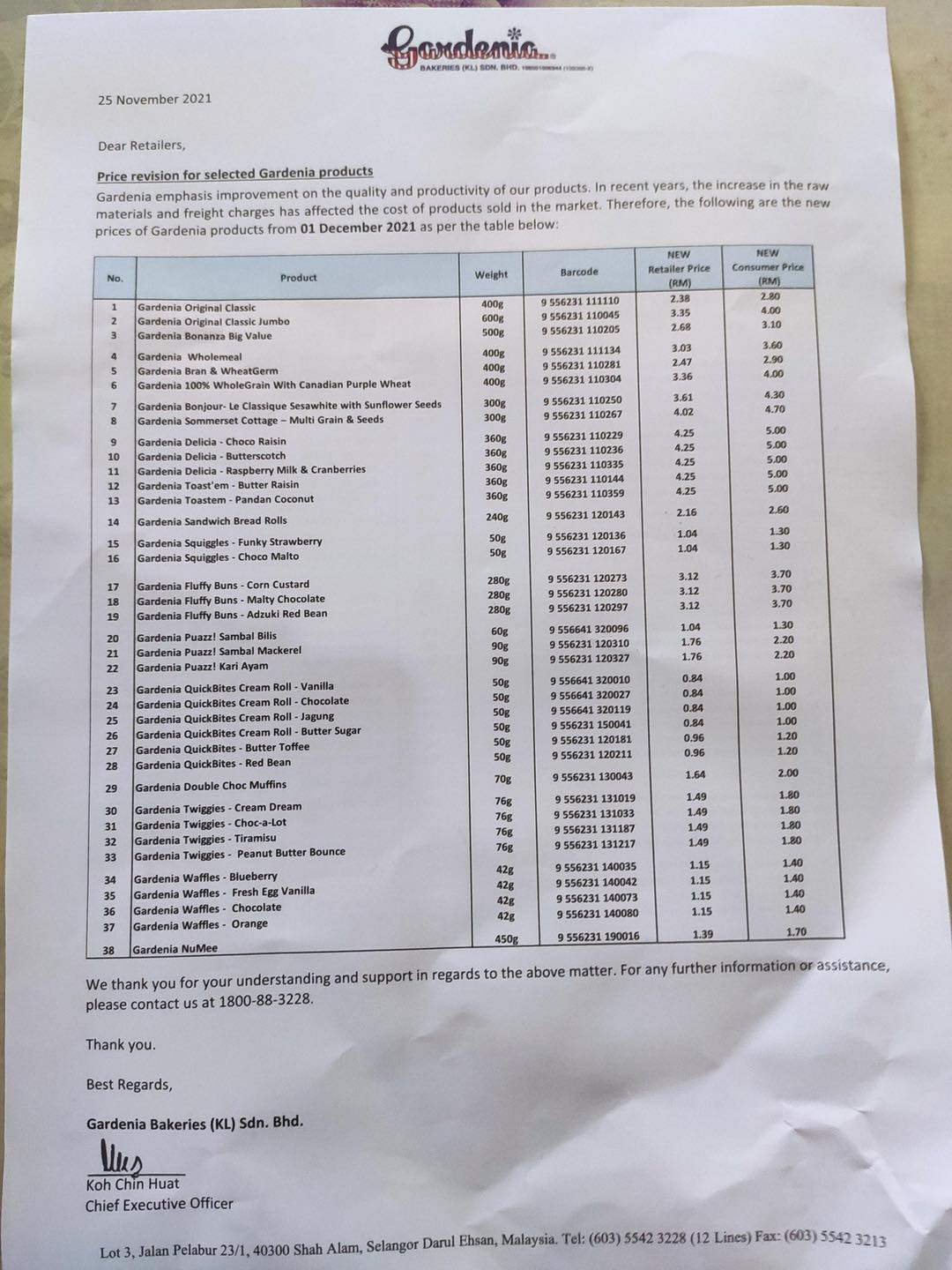 Rotii Gardenia Naik Harga! Ini Senarai Harga Baharu Roti Gardenia. Save Sebelum Pergi Beli Ya!