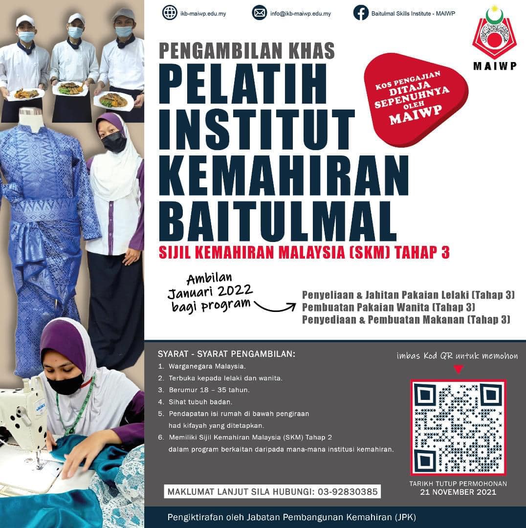 Cara Mohon Ikuti Program Sijil Kemahiran Malaysia (SKM) Tahap 3. Kos Pengajian Free!