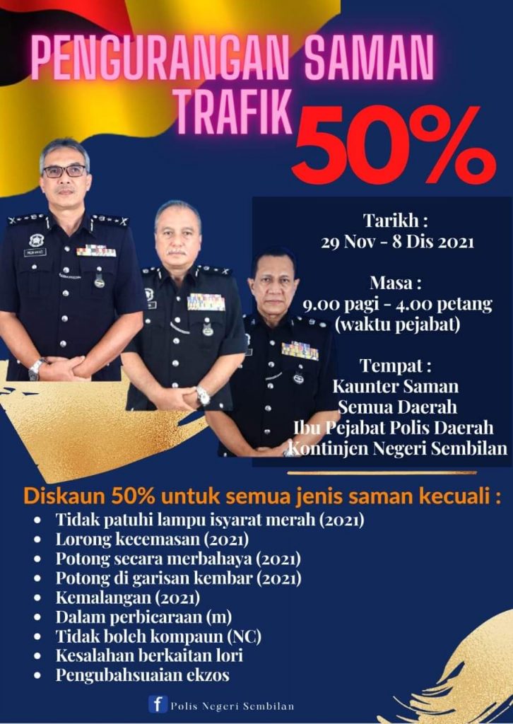 Diskaun Bayaran Saman Trafik Sehingga 50% Di 7 Buah Negeri. Jom Setel Saman!