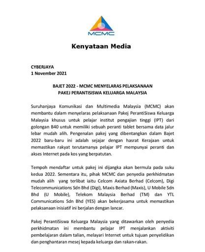 Cara Mohon Bantuan PerantiSiswa Keluarga Malaysia (Tablet Percuma Untuk Pelajar IPT B40)