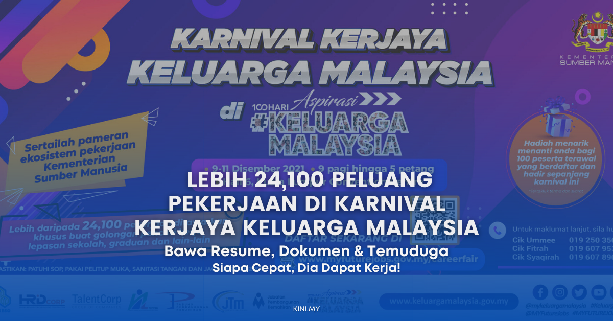 Lebih 24,100 Peluang Pekerjaan Di Karnival Kerjaya Keluarga Malaysia. Jangan Tunggu Lagi!