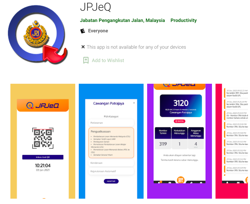 Cara Dapatkan Nombor Giliran JPJeQ, Mesra OKU, Warga Emas & Berkeperluan Khas