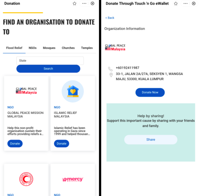 Cara Bagi Sumbangan Kepada Mangsa Banjir Dari Aplikasi Touch 'n Go eWallet