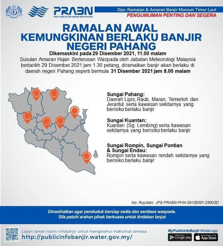 Bersiap Sedia Dengan Lebih Awal! Orang Kelantan, Terengganu, Johor & Pahang Sila Alert Dengan Amaran Banjir Ini!