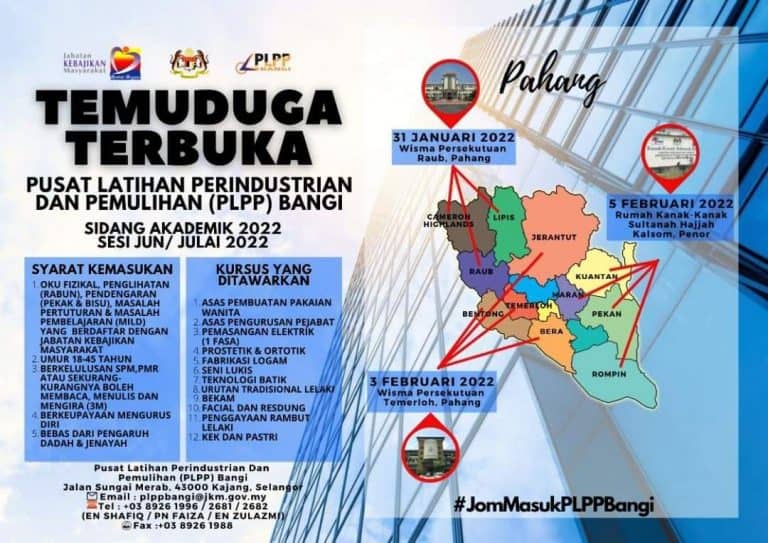 Cara Mohon Kursus Di Pusat Latihan Perindustrian dan Pemulihan Bangi, JKM 