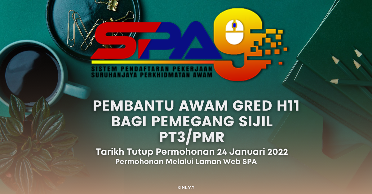 Cara Mohon Pembantu Awam Gred H11 Bagi Pemegang Sijil PT3/PMR. Mohon Sebelum Tarikh Tutup
