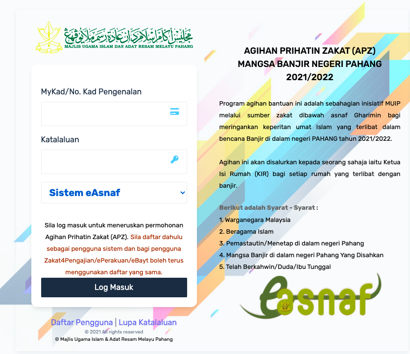 Permohonan Program Agihan Prihatin Zakat Mangsa Banjir Pahang 2021 Dibuka! Mohon Disini