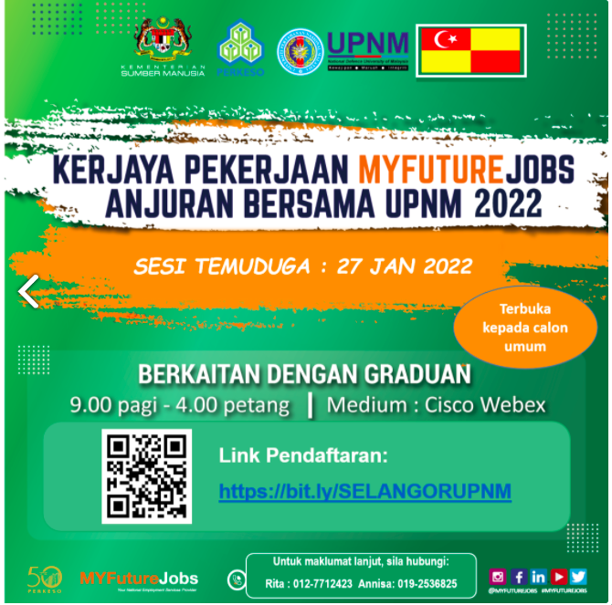 Kerjaya Pekerjaan MyFutureJobs Graduan Anjuran UPNM & Terbuka Untuk Orang Ramai! Daftar Disini Dahulu!