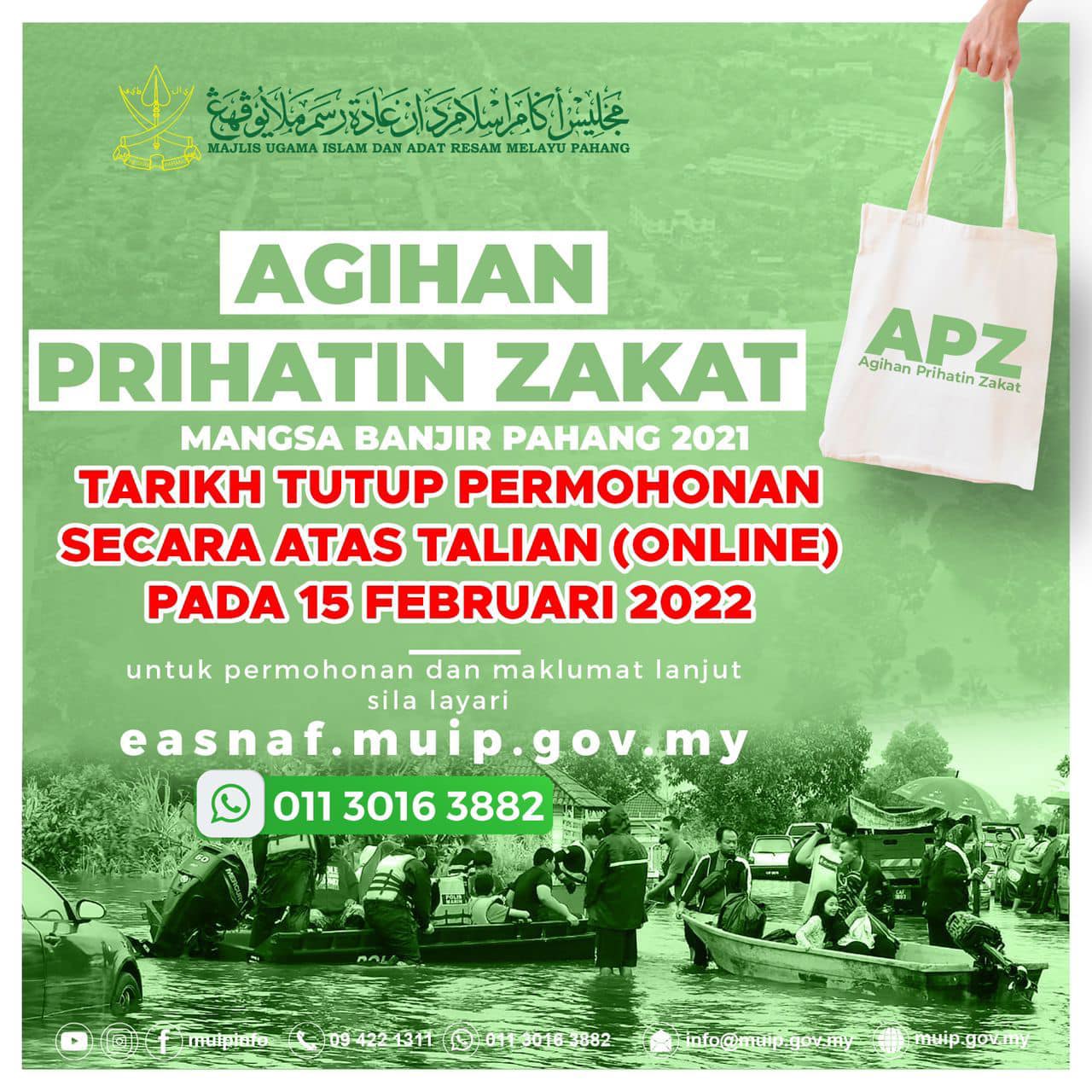 Permohonan Program Agihan Prihatin Zakat Mangsa Banjir Pahang 2021 Dibuka! Mohon Disini