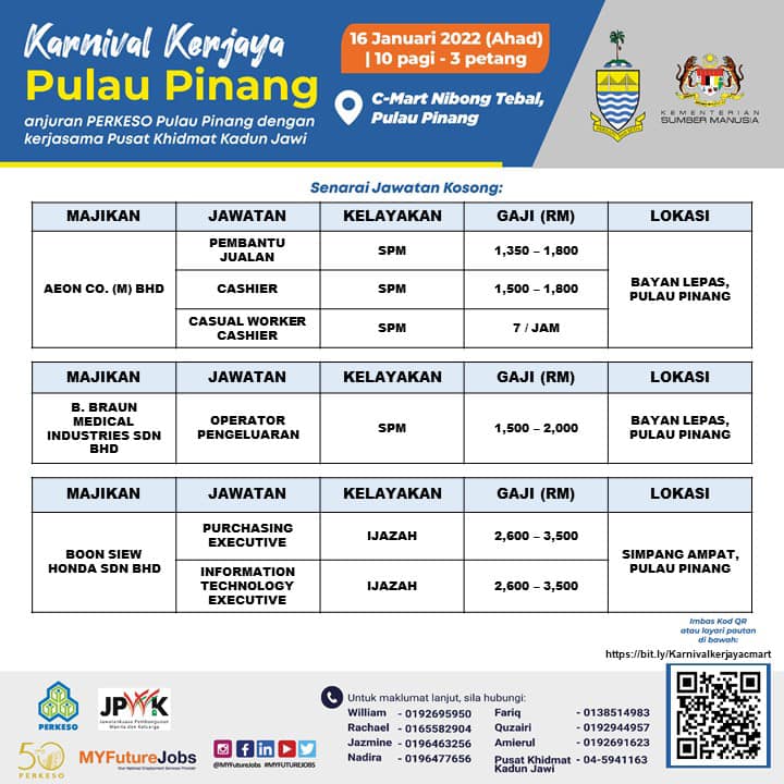 Lebih 3,000 Jawatan Di Kerjaya Pulau Pinang (Penang Future Job), Pemilik Ijazah Hingga SPM Di Alu-Alukan!